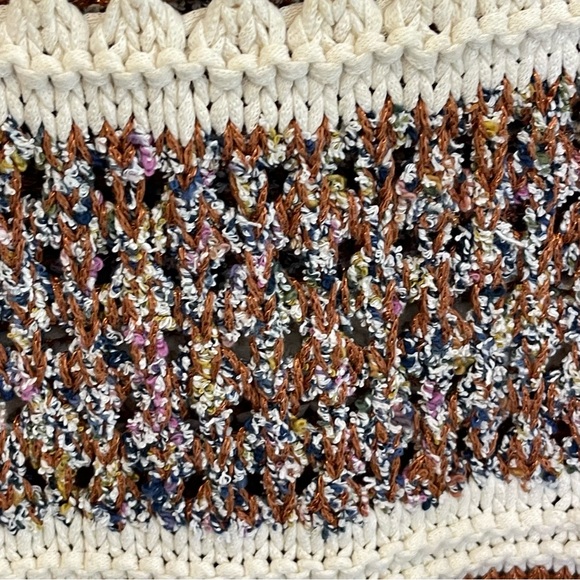 Zara Oversized Crochet Open Knit Pullover Striped Sweater Size XS S Boho Beach - Picture 10 of 16